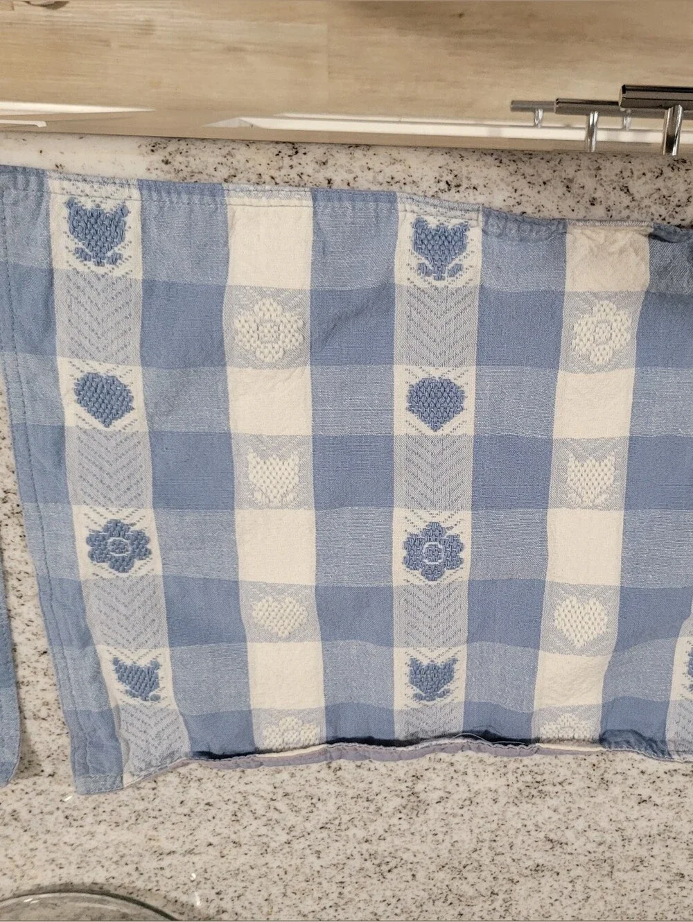 Blue and White Vintage Checkered Place Mat Set
